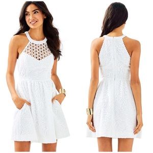Kinley Dress in Resort White Tropical Fruit Lace